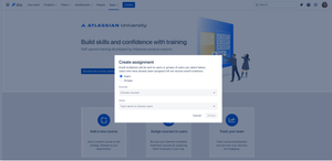 Course assignments can be created for a single user or a group.