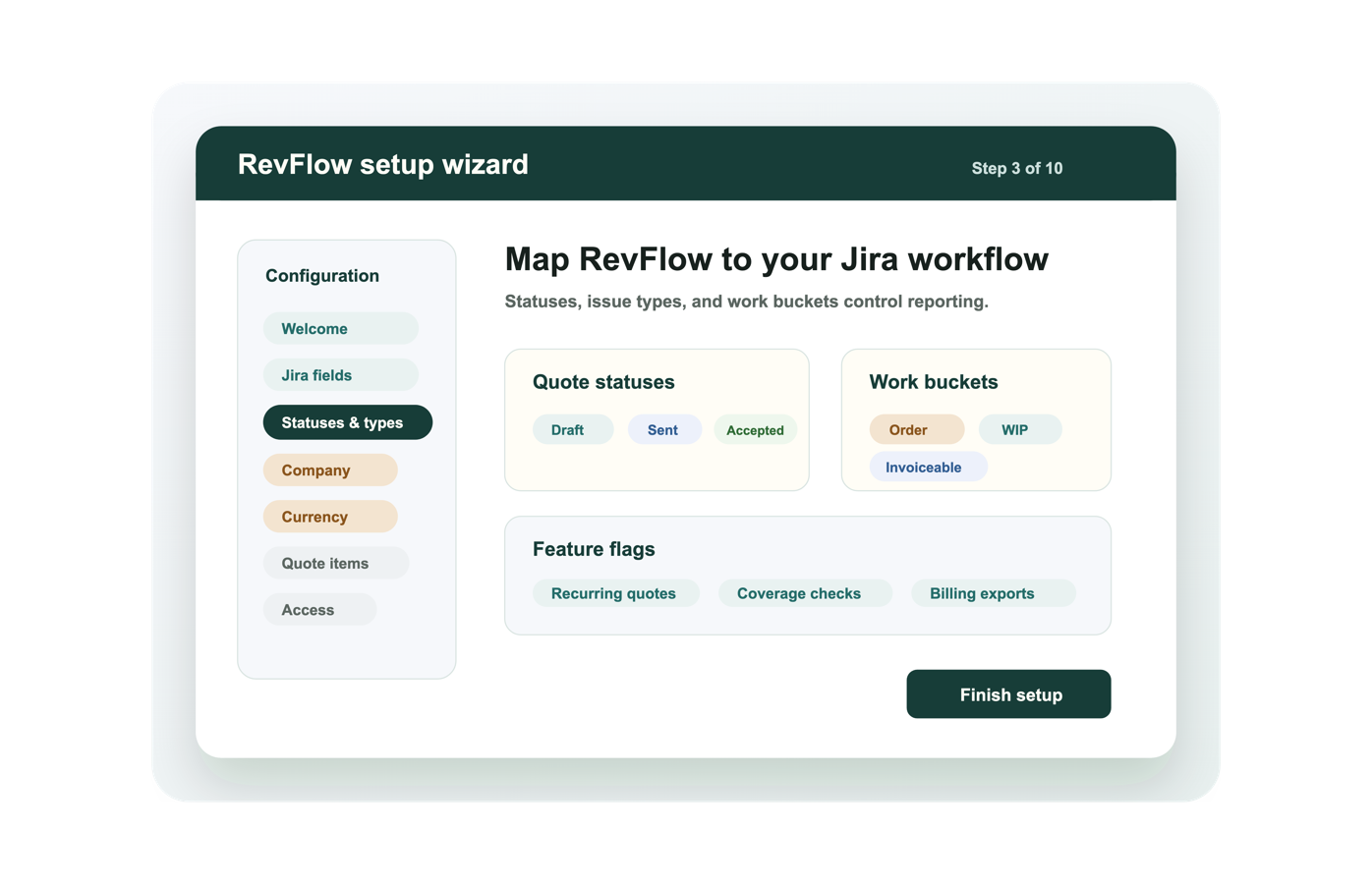 Wizard to guide admins through setup