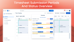 Timesheet Submission Periods And Status Overview : timesheet popup with period-by-period submit status