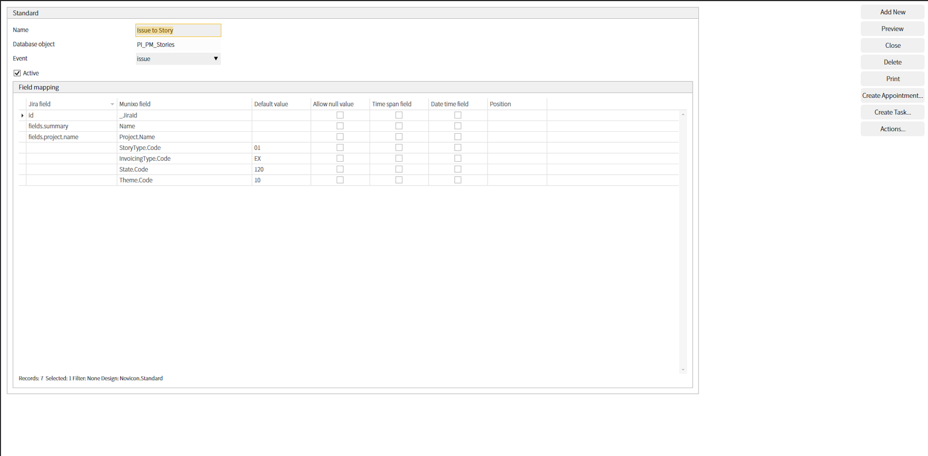 Configure the mapping in Munixo