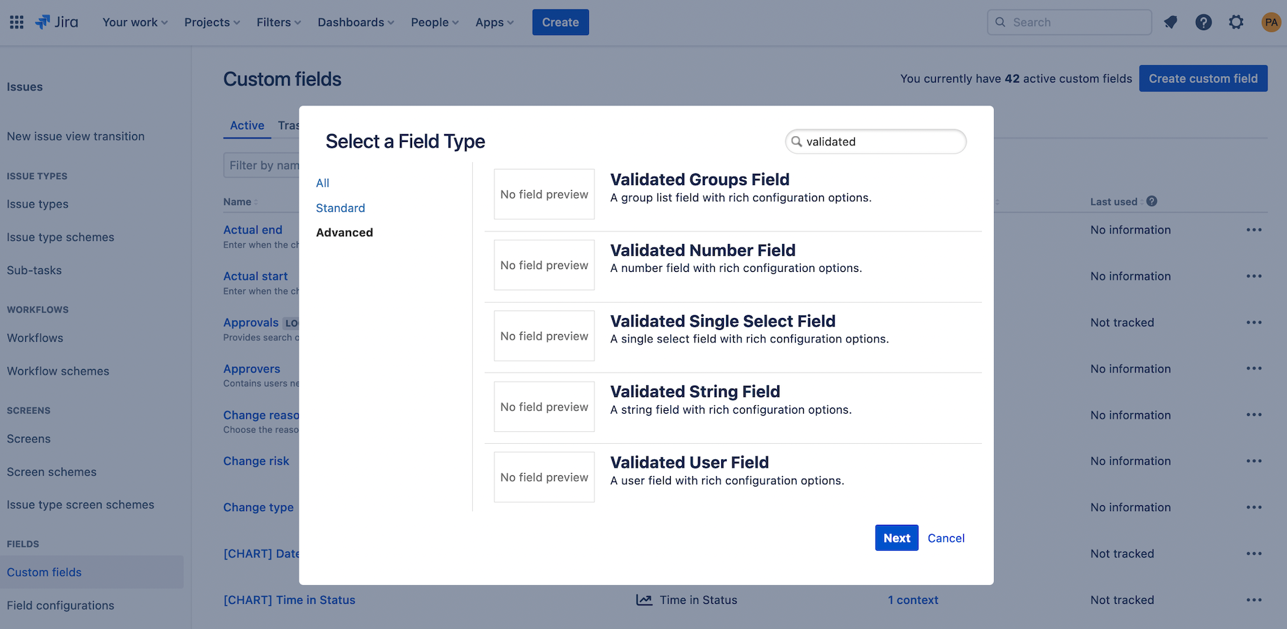 Select from many new custom field types