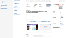 Jira Service Desk agents with HYFY installed can record their screen and voice right from any existing customer request. They can even mark the video as customer visible or internal only.