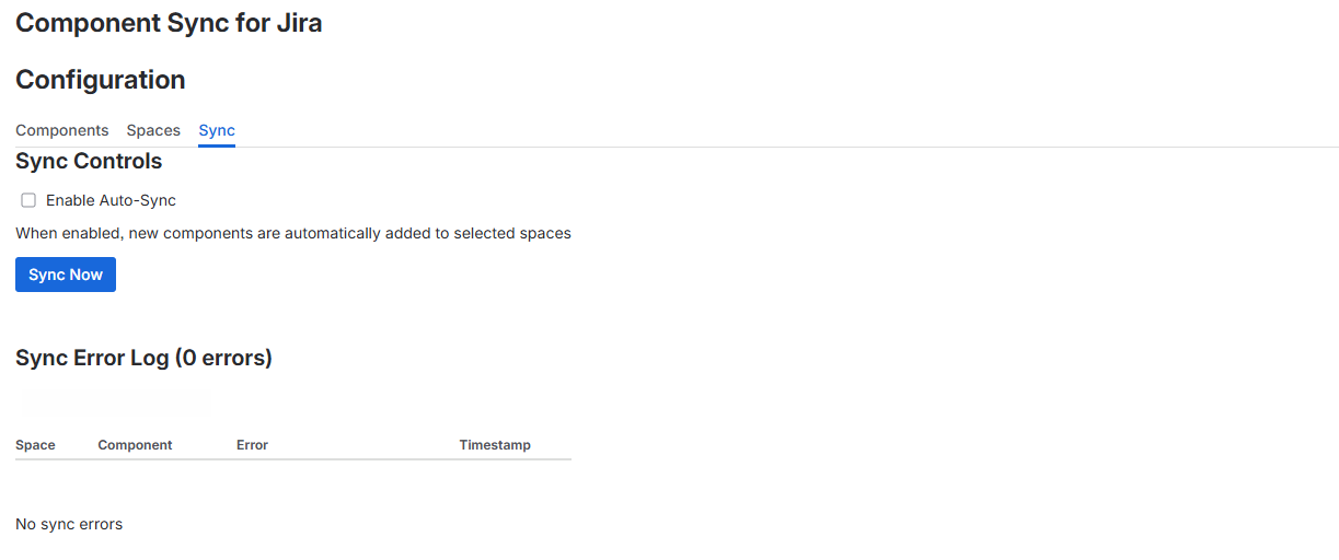 Manual and Auto Sync controls and error logs