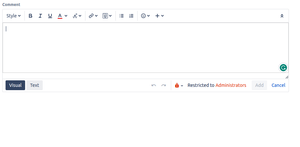 An example of a comment defaulting to administrator. Defaults can be set for new comments and those in the assign, attachment, edit issue, link issue, work log and transition dialogs. These can all be different defaults