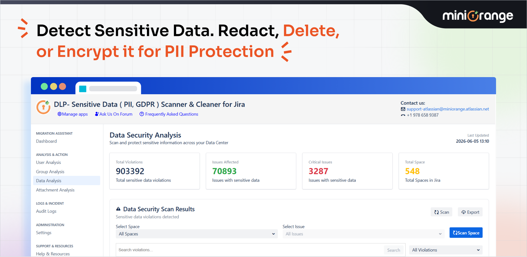 Scan Jira tickets for PII, passwords, API Tokens & credit cards using custom regex
Encrypt, redact or delete sensitive data for GDPR, HIPAA, SOC2 & PCI
90+ prebuilt regex rules & unlimited custom patterns