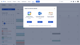 Available options to import external calendars: Google Calendar, Outlook365 calendar, external ics (url) calendar