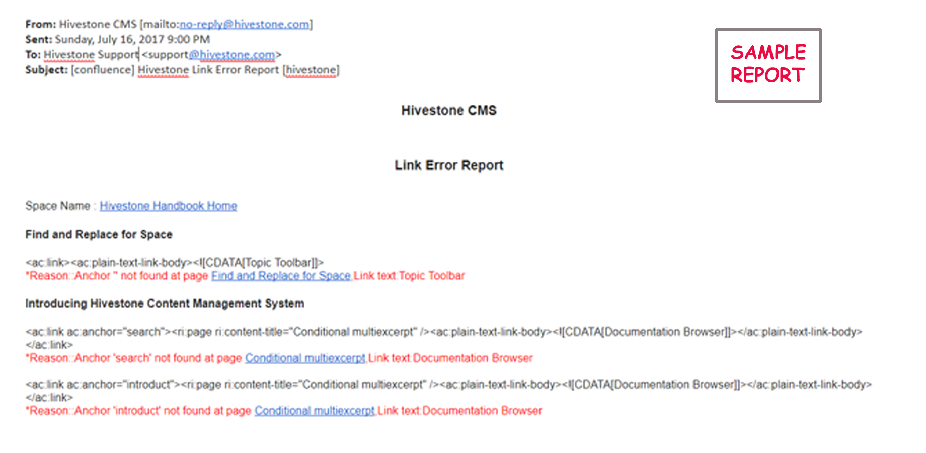 Sample Report Mail