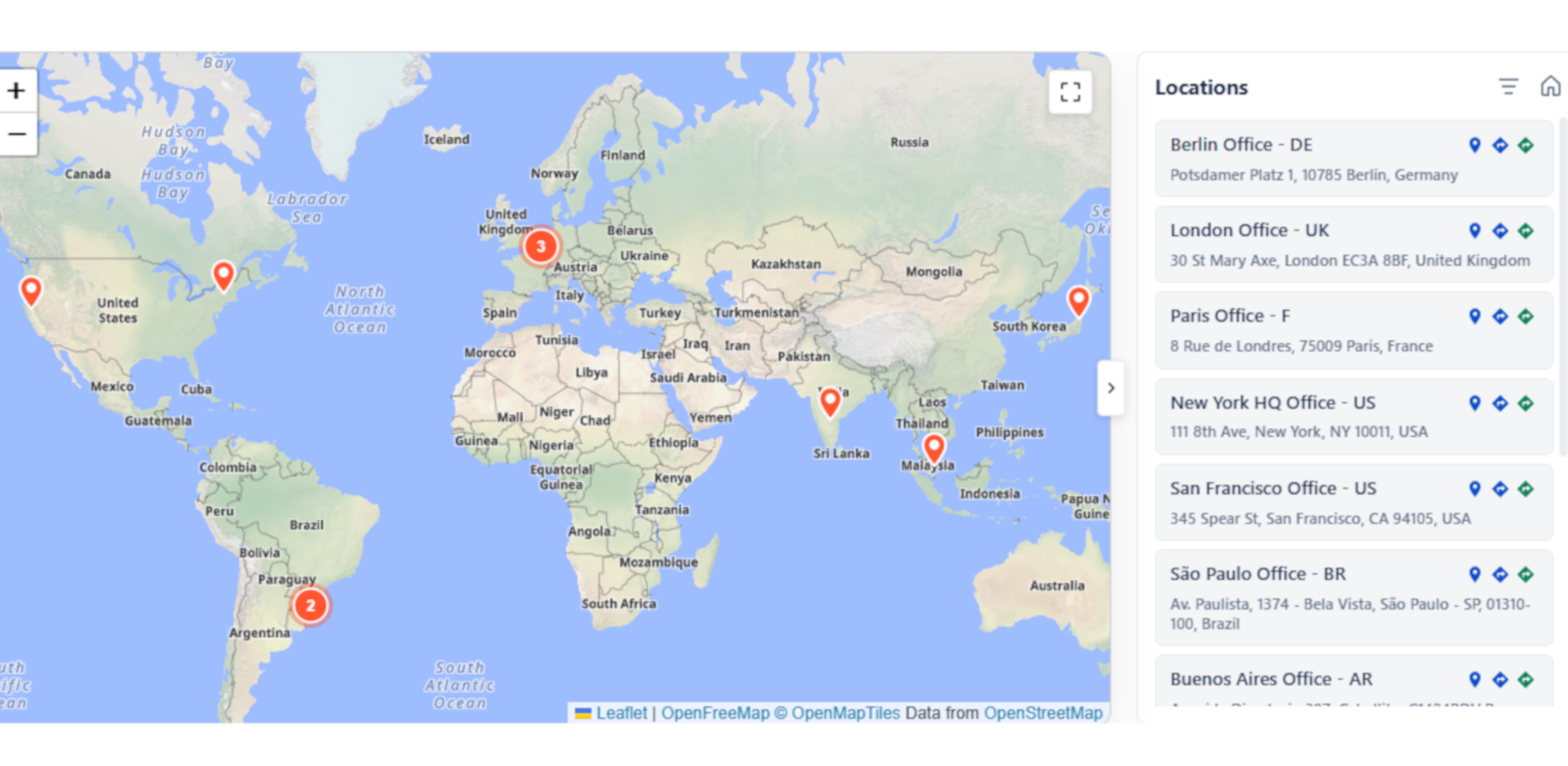 Keep your team informed with a searchable, interactive directory of all your locations.