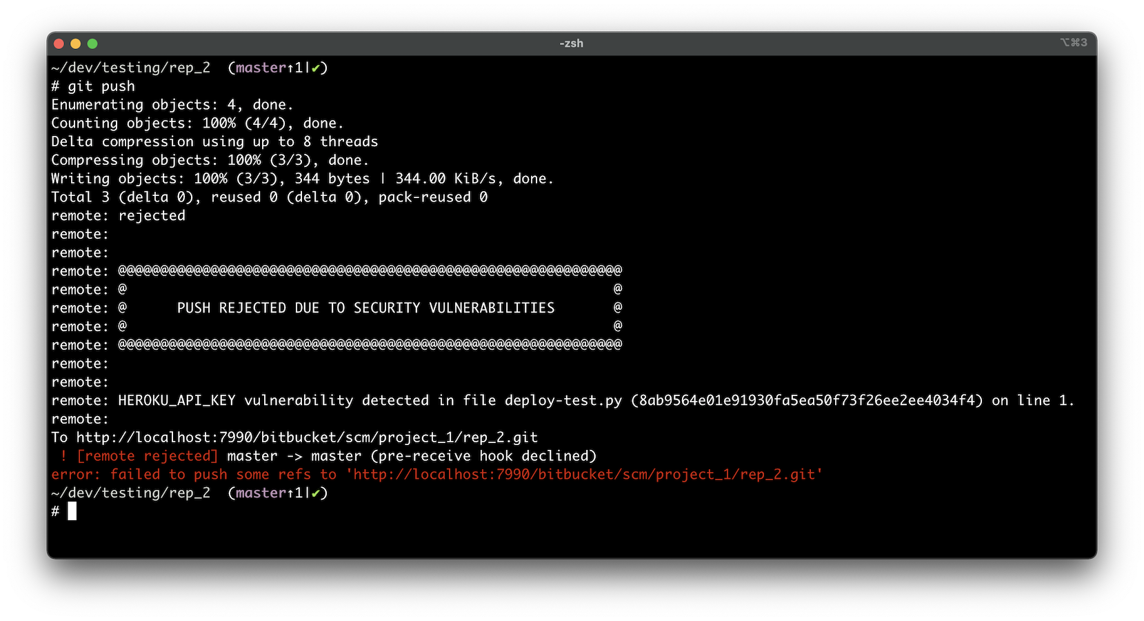 The pre-receive hook blocking a commit.