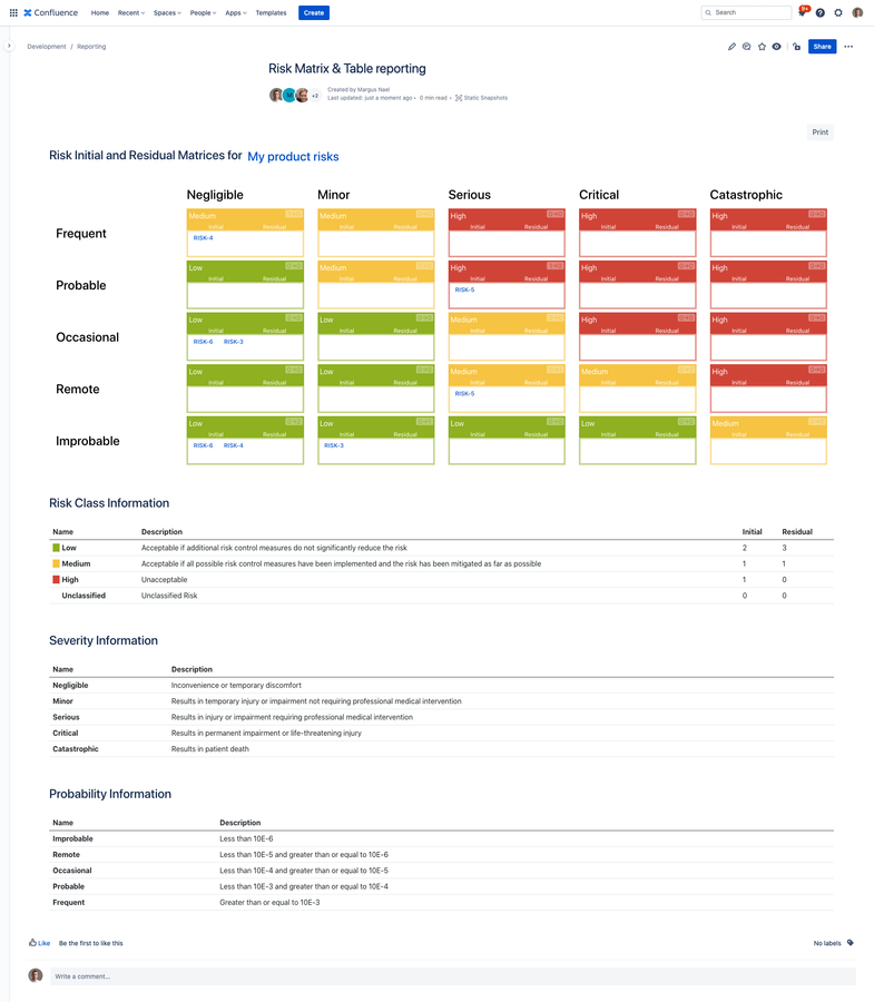 Risk Matrix Macro Settings
