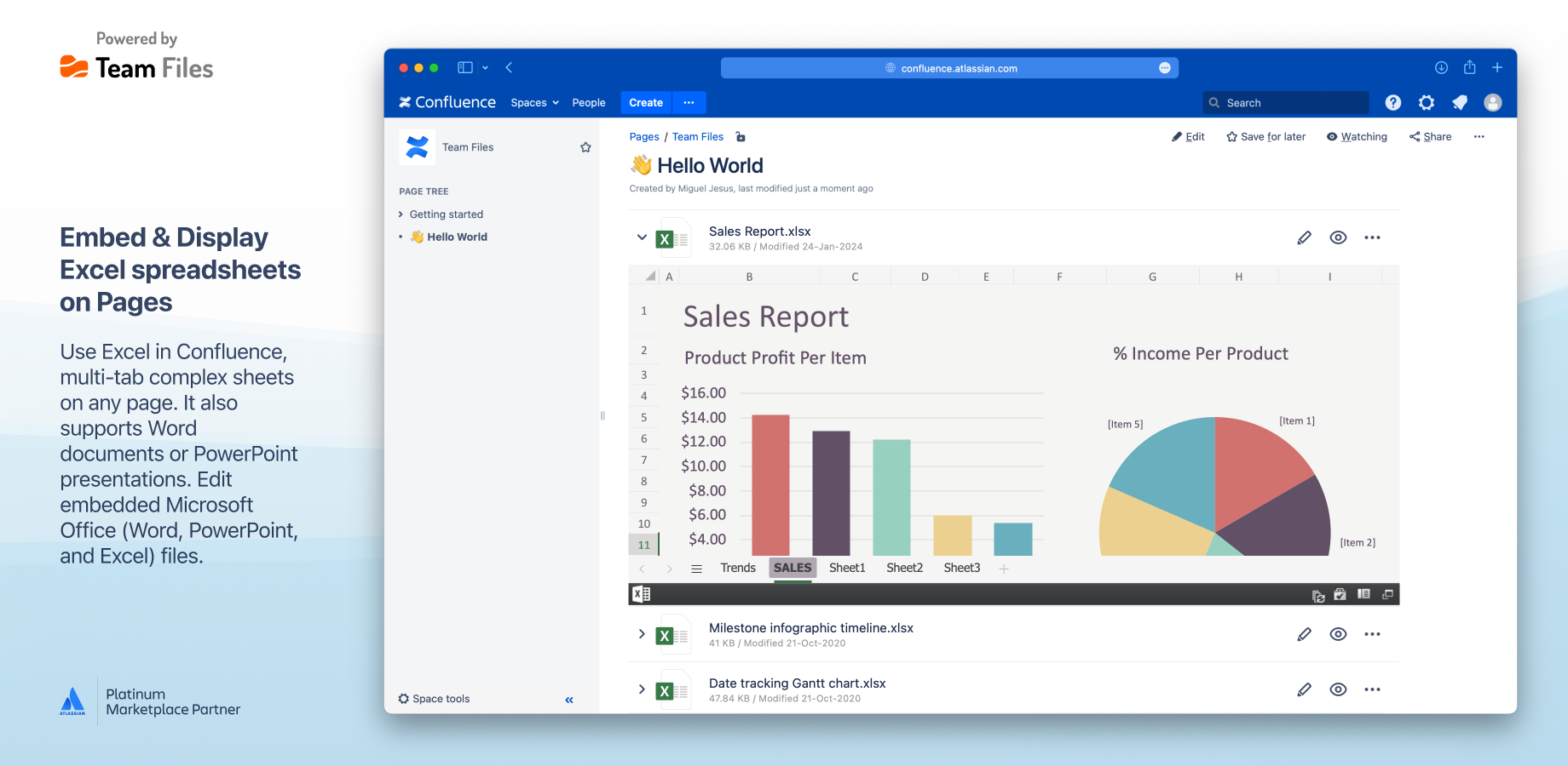 Insert/embed and edit documents in Confluence Pages