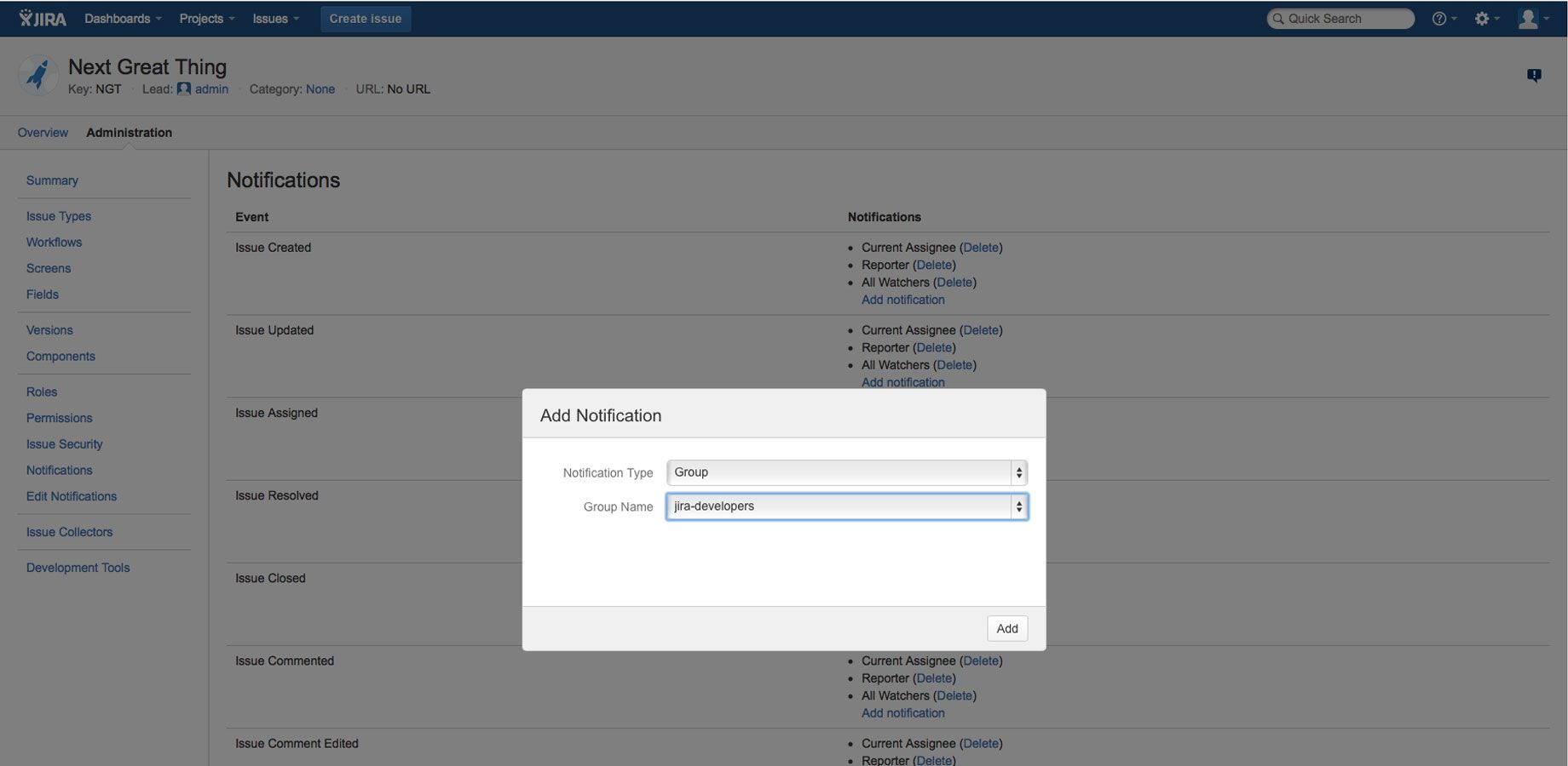 Easily configure the notification scheme