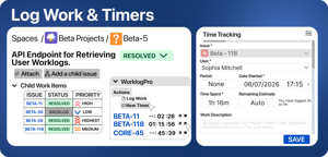 Log work manually or with timers directly from Jira issues. View and manage active timers while tracking time.