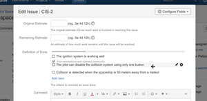 Editing an issue with a checklist type field, using drag-and-drop actions to reposition the items.