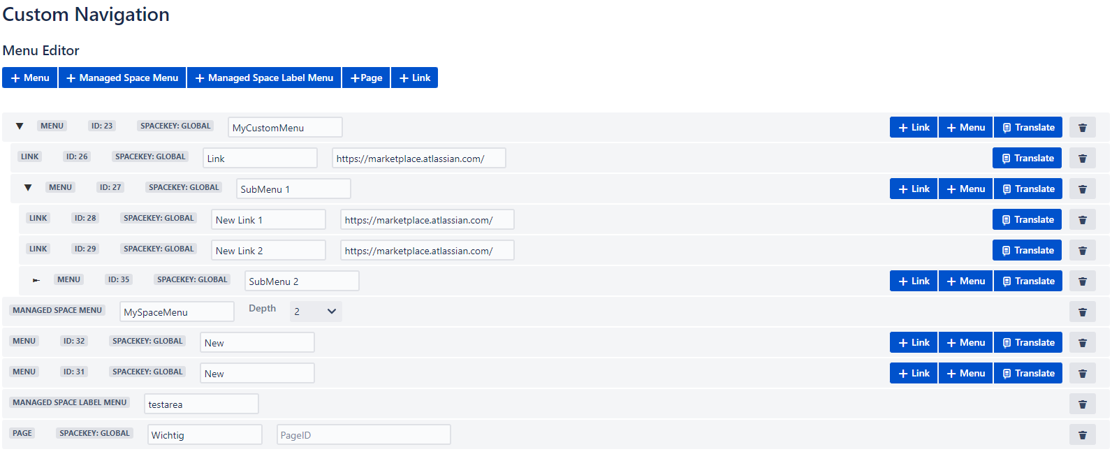 With custom top navigation we offer a fully customizable and extensionable menu that will be added to the regular confluence navigation bar.