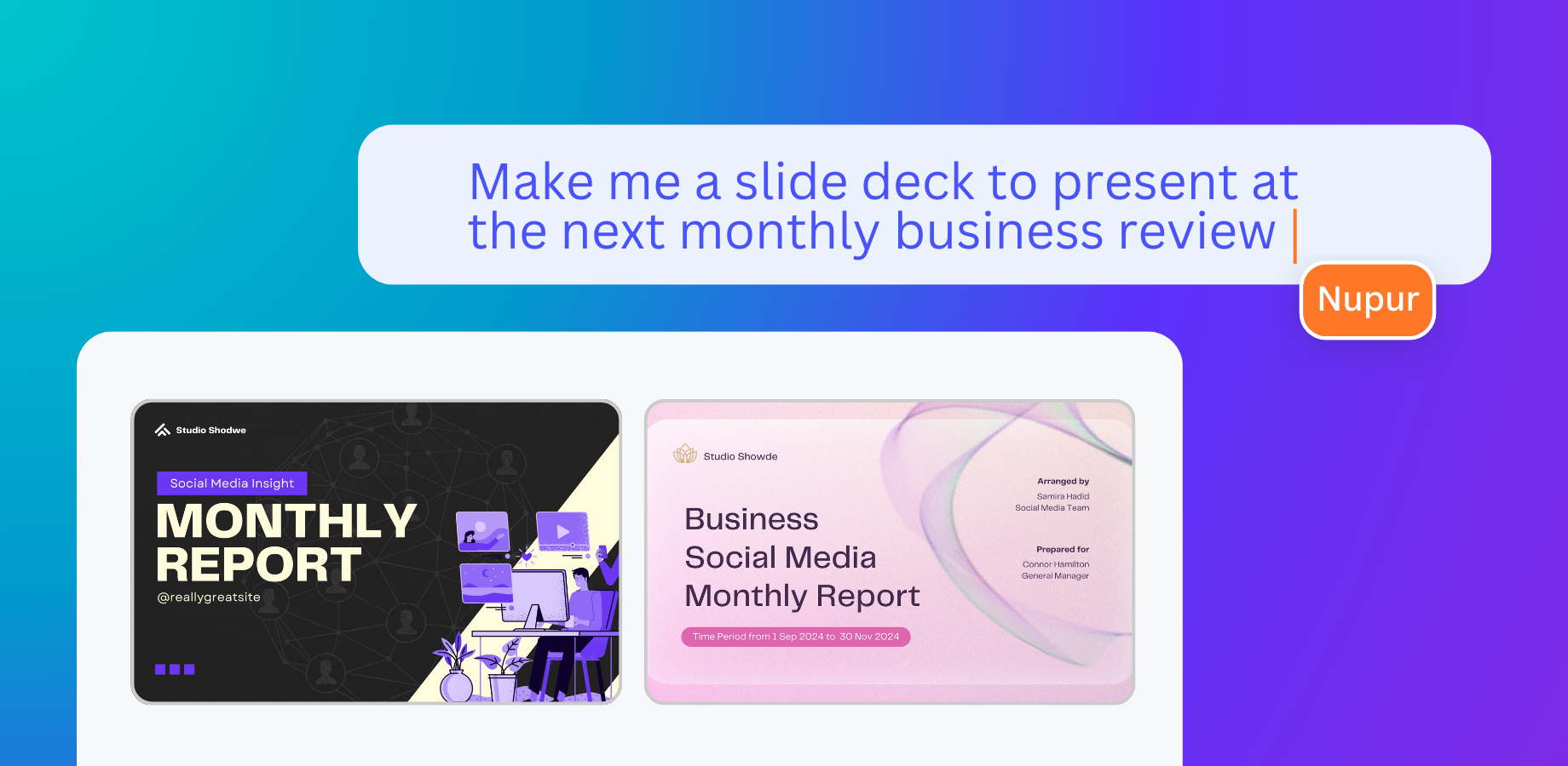 Ditch dull decks! Get custom slides powered by AI.