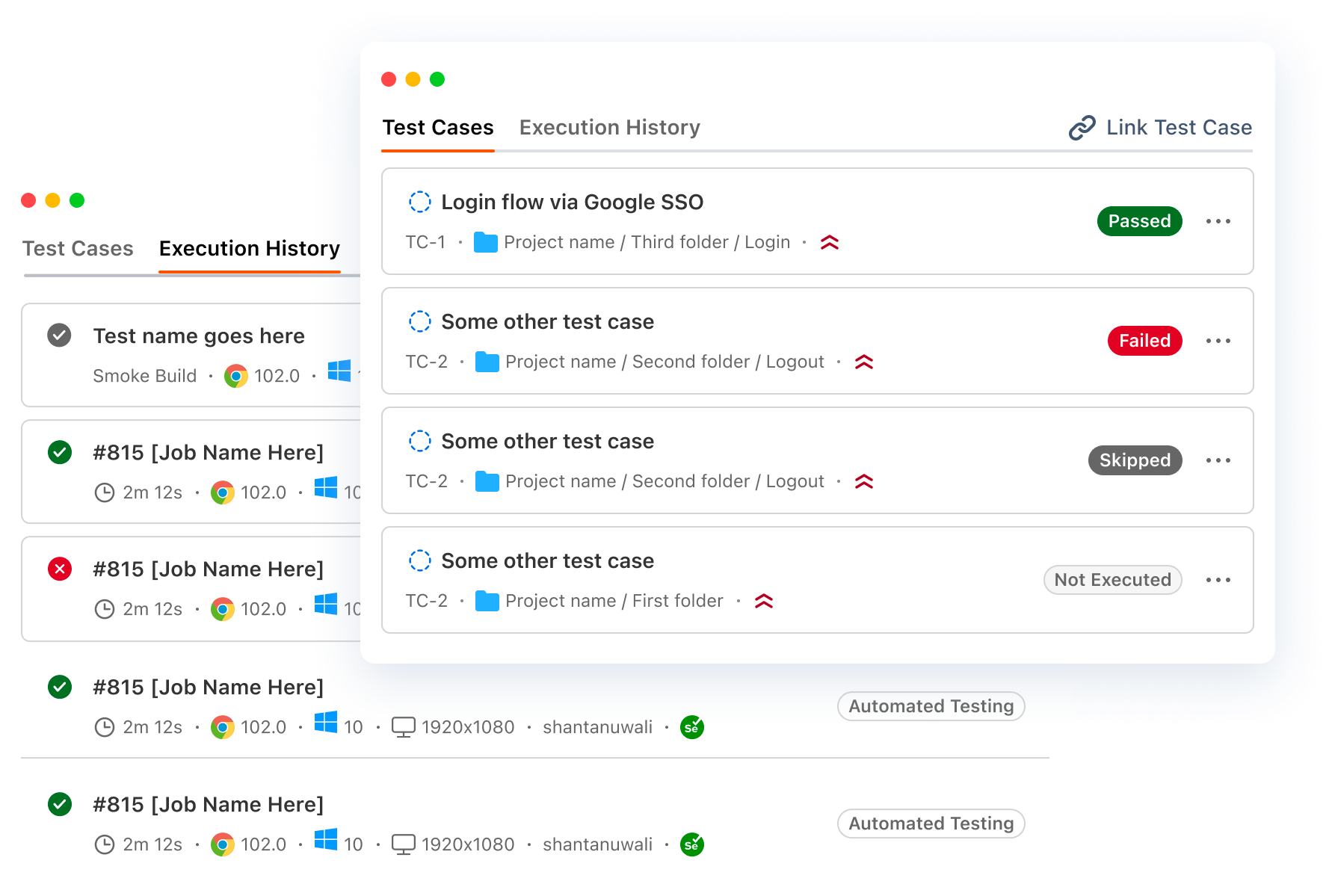 Monitor Linked Test Cases and Execution History