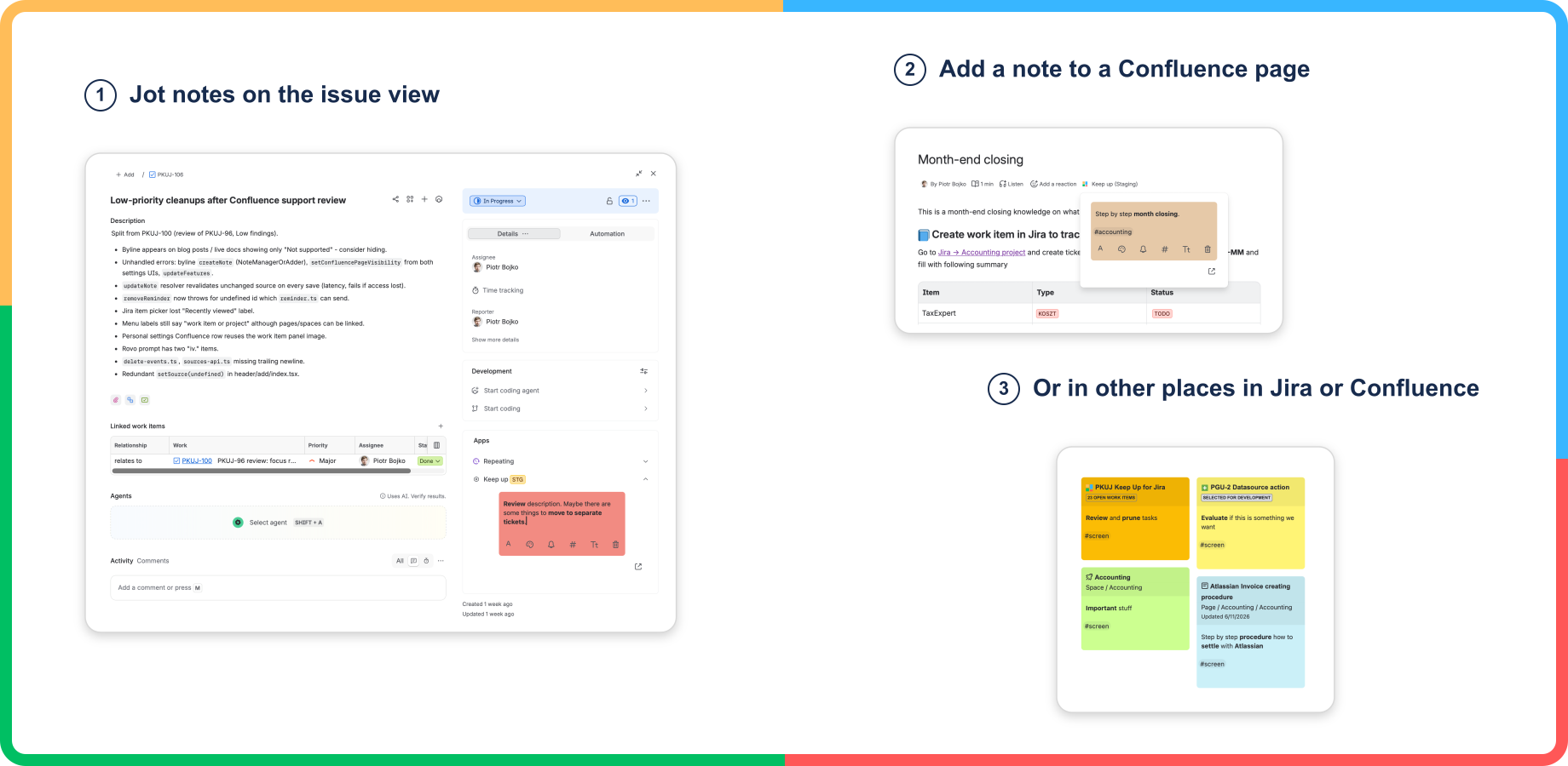 Capture private notes within issues, projects, pages and spaces