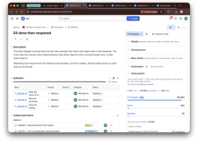 Every status the work item passed through, how long it stayed in each, and what share of its life that was. The clock stops at Done and starts again if the item is reopened.