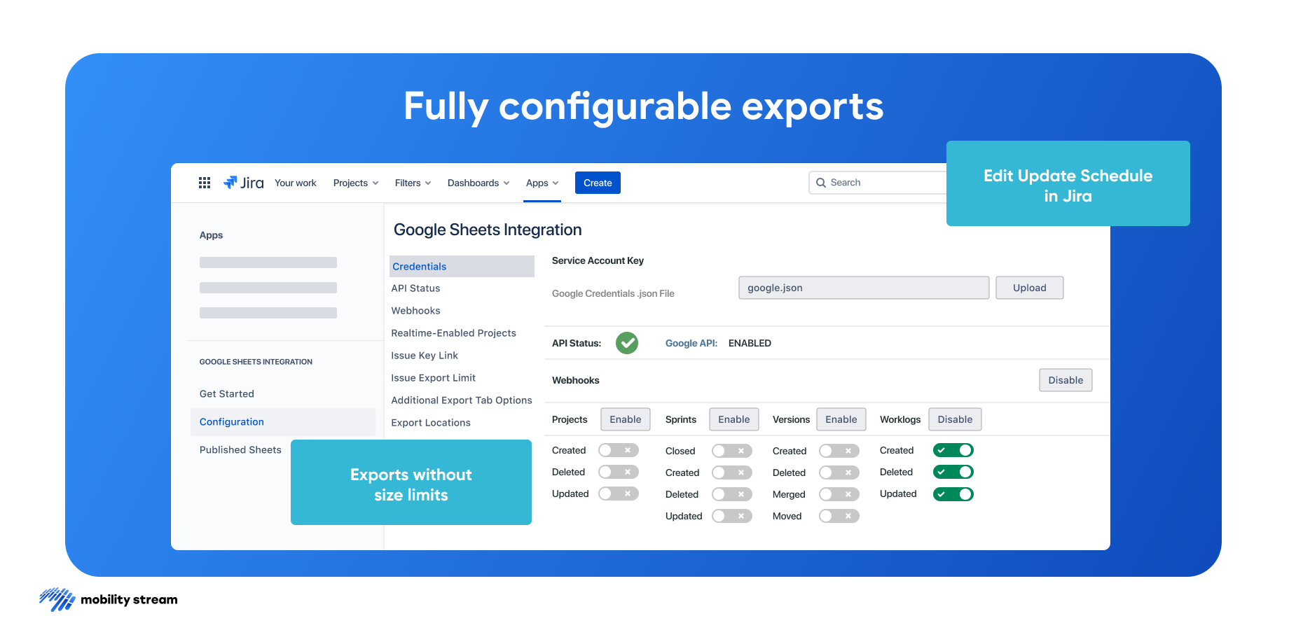 Fully Configurable Exports