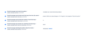 🚨 Require a commit message to be linked to valid Jira tickets, to be in a specific format or length using regular expressions. Control the work items to be included.