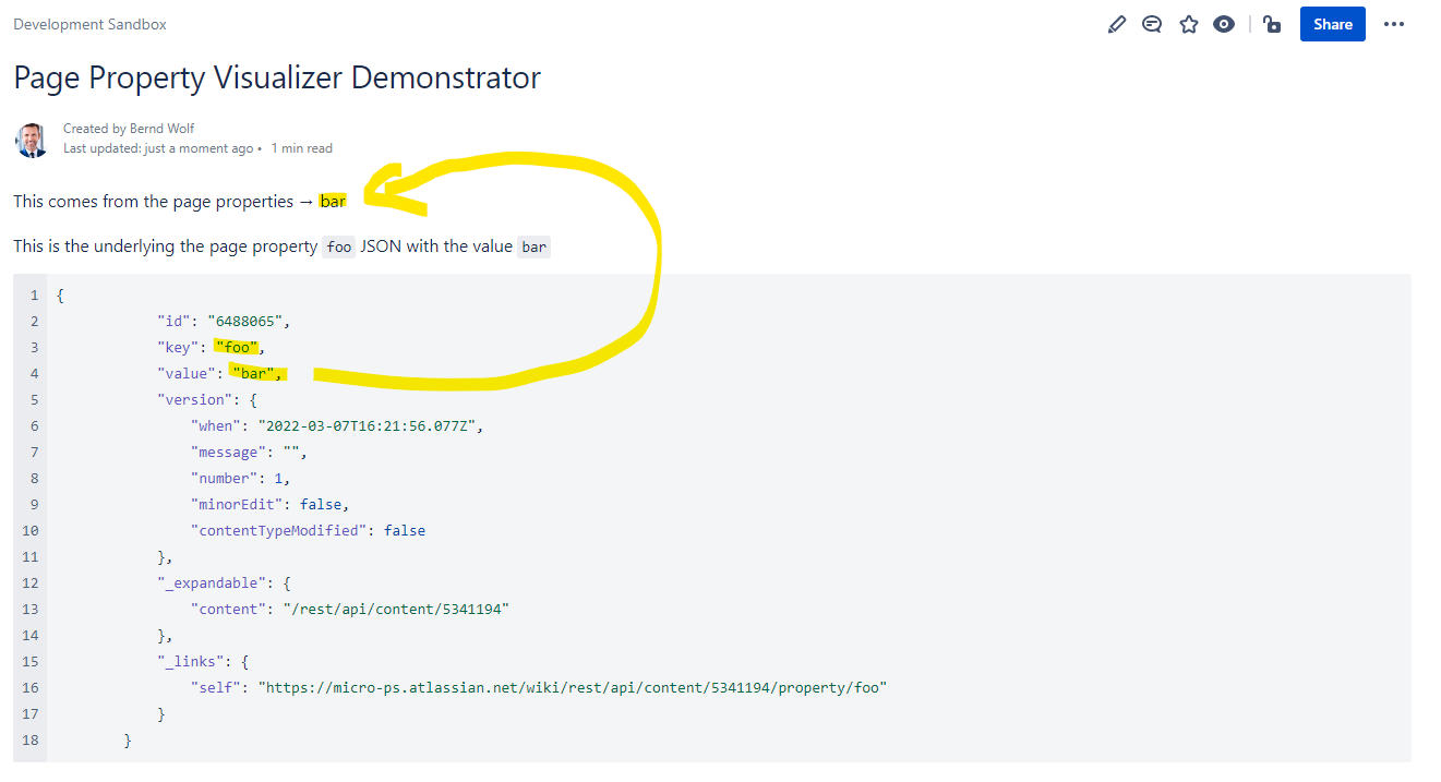 Include page properties into your page content