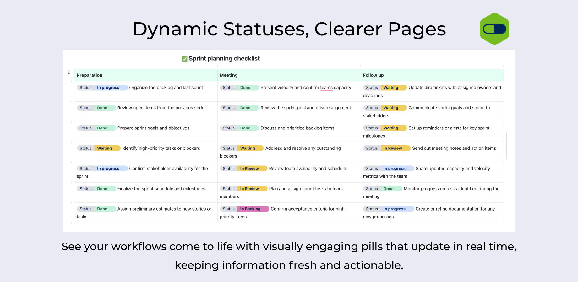 Easy status updates on the fly