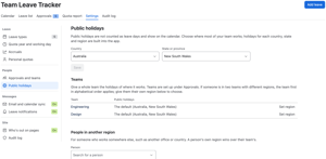 Public holidays for about 200 countries and their states, set for the site, each team or each person, with your own days added.