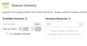 Filter versions by "release" and "archive" status to shorten large versions list