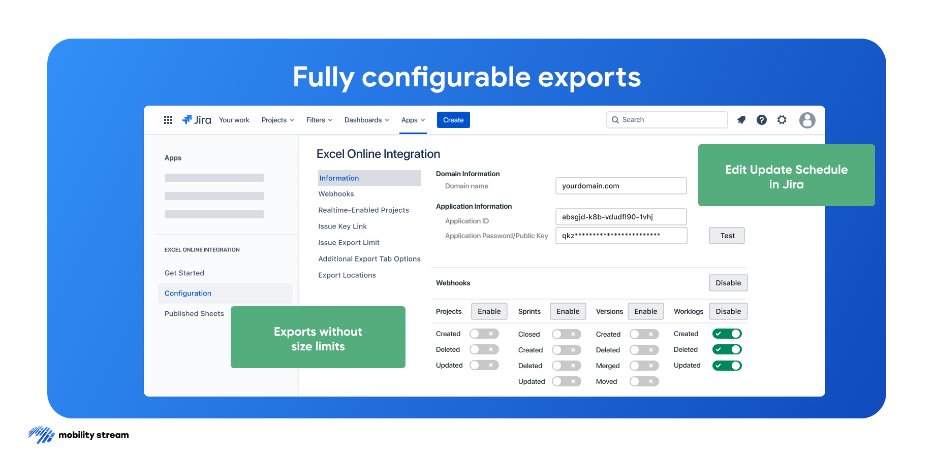 Fully Configurable Exports