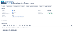 Target issue edit for anchor usage example