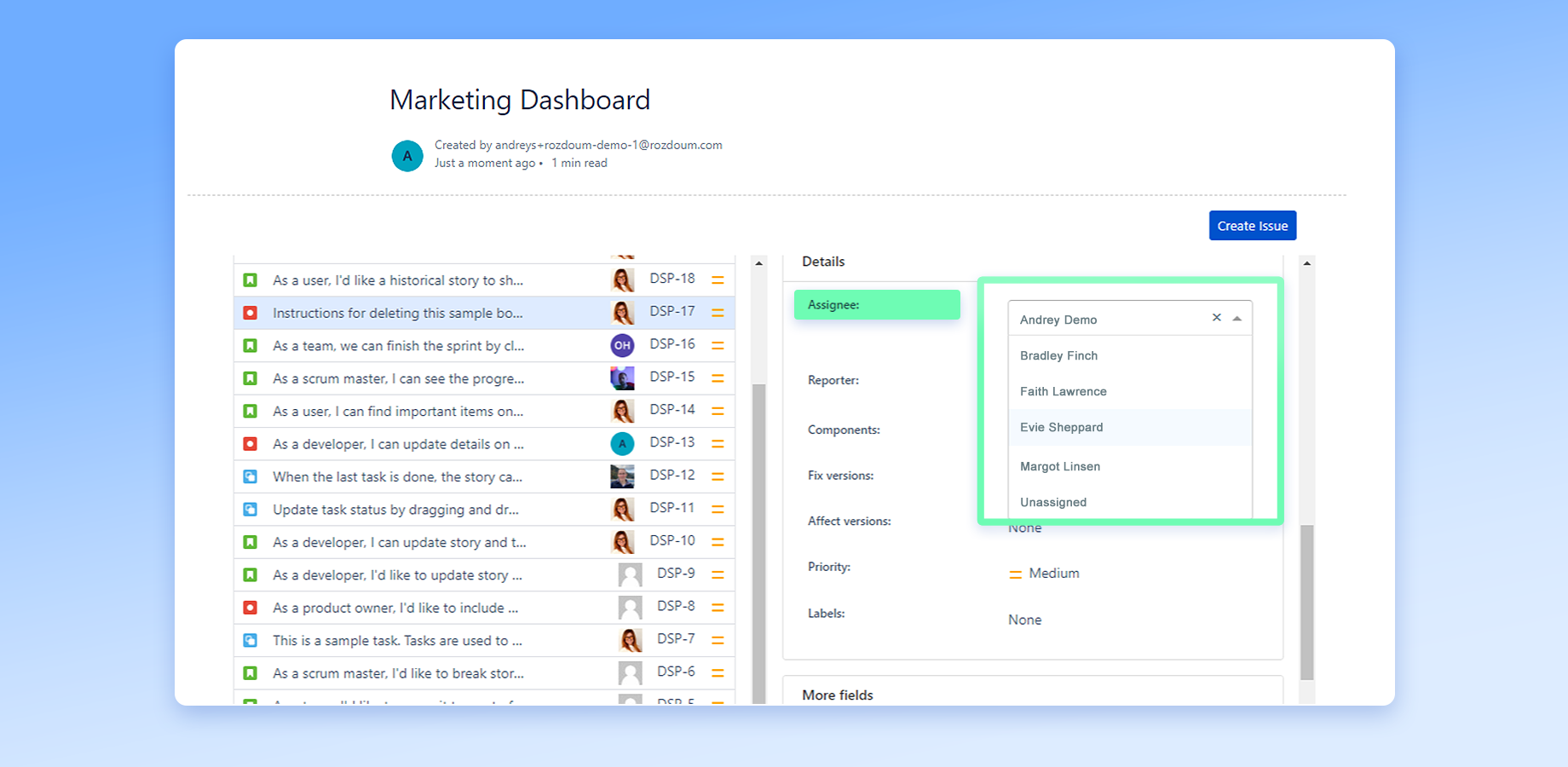 Create a Jira issue right on a Confluence page.