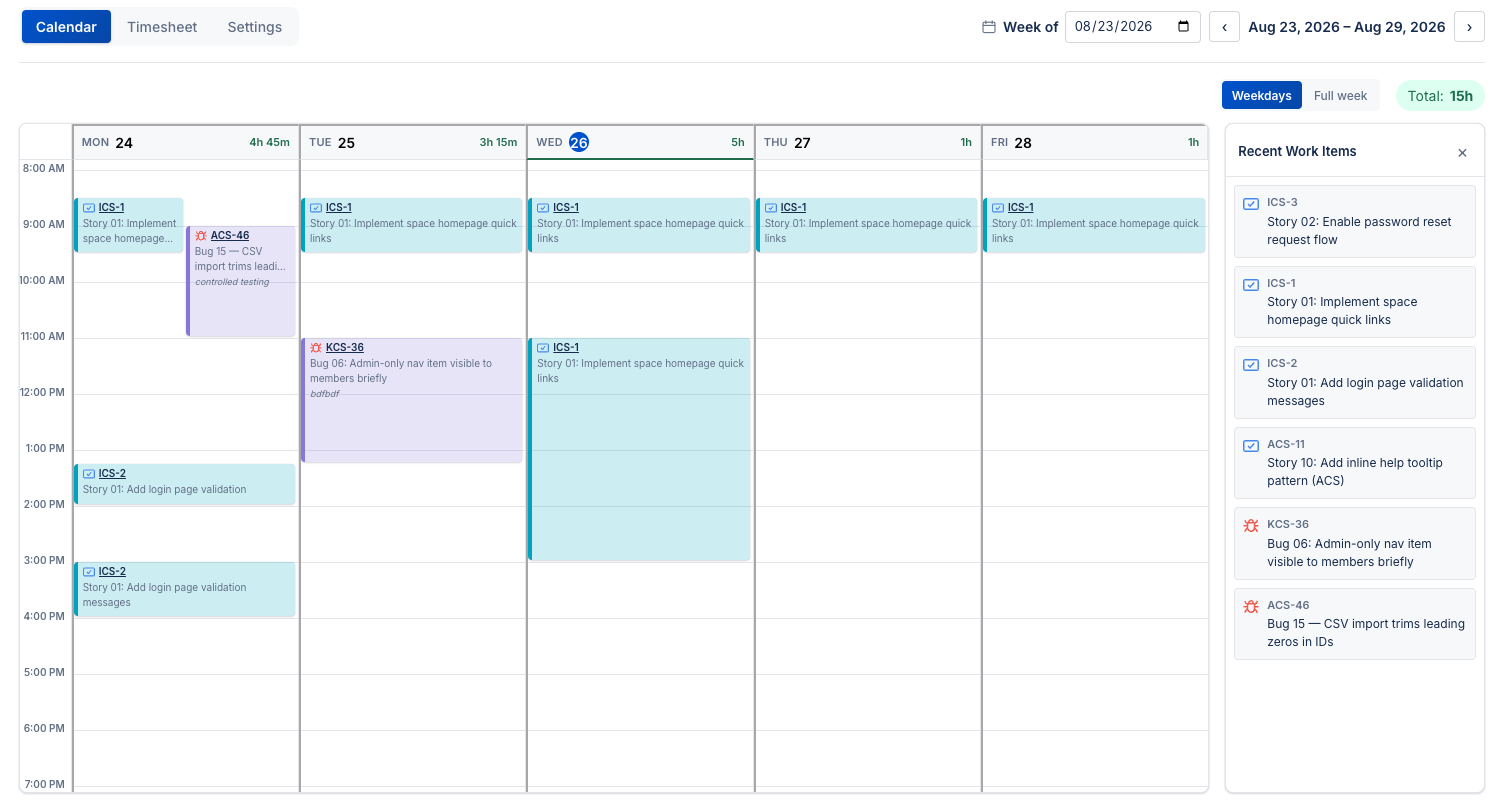 The Calendar tab