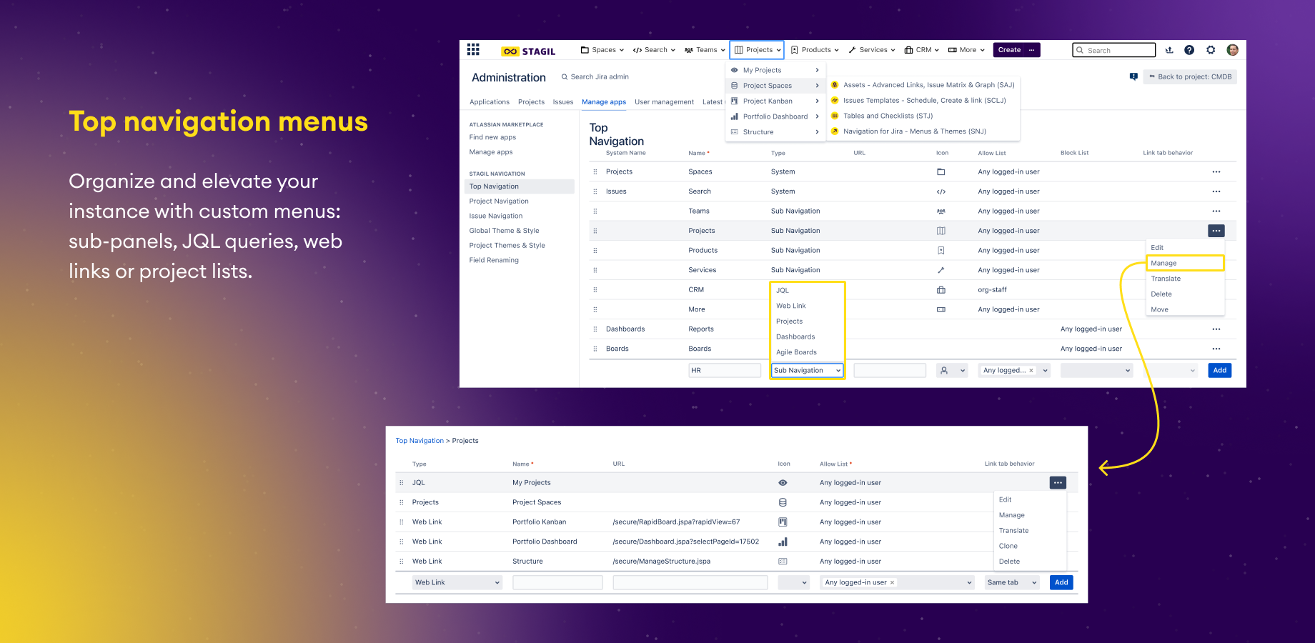 Custom Jira Top Navigation