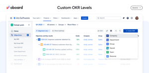 Create custom OKR levels for your company. OKR Board for Jira