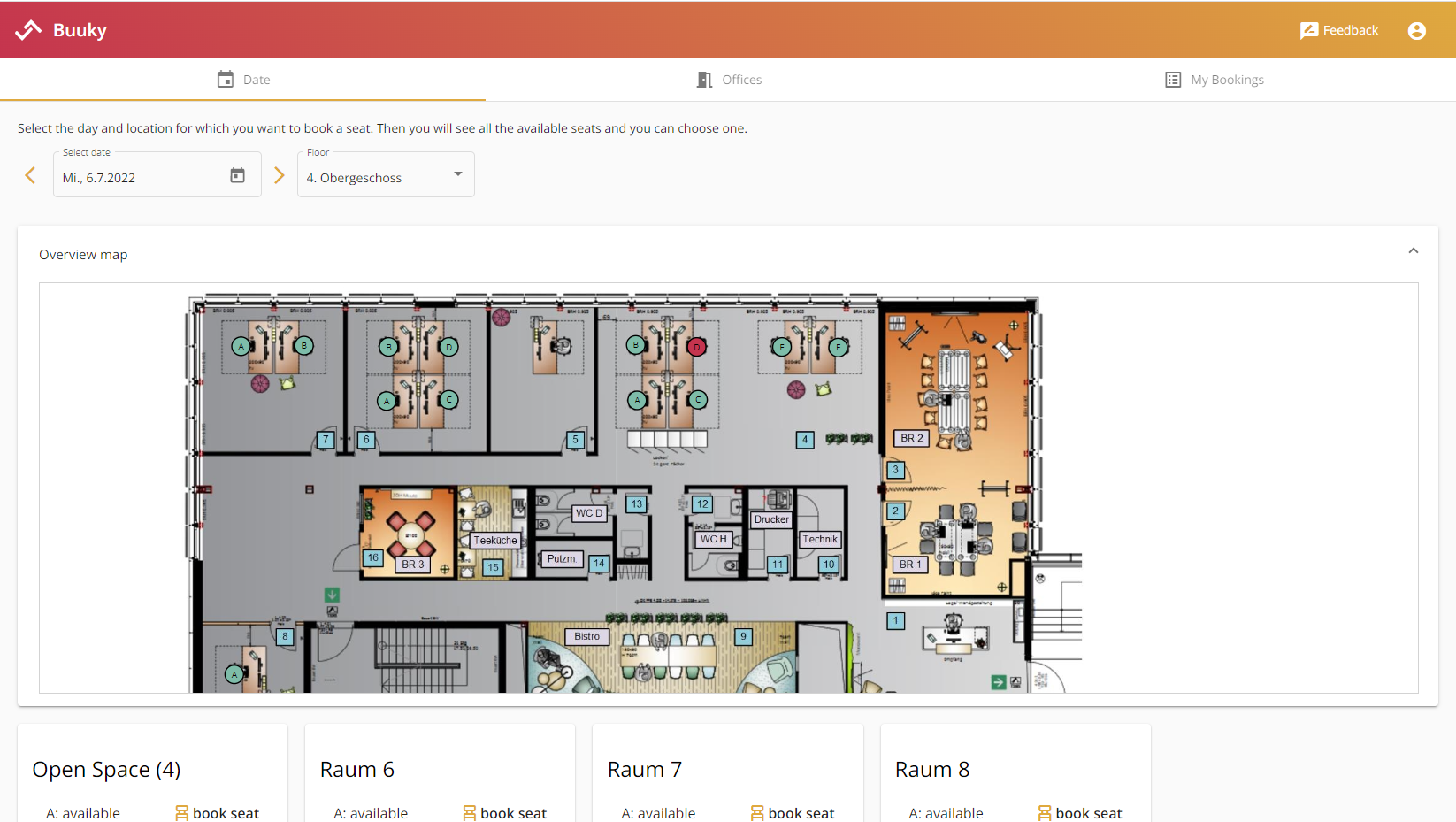 Use an interactive map to book your favorite place