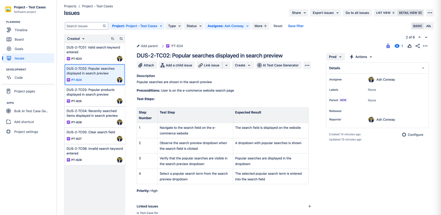 Each test case generated includes Test Case ID, Title, Description, Test Steps, Expected Results, and Priority, and by embedding best practices into the design, every test case is thorough and ready for manual execution.