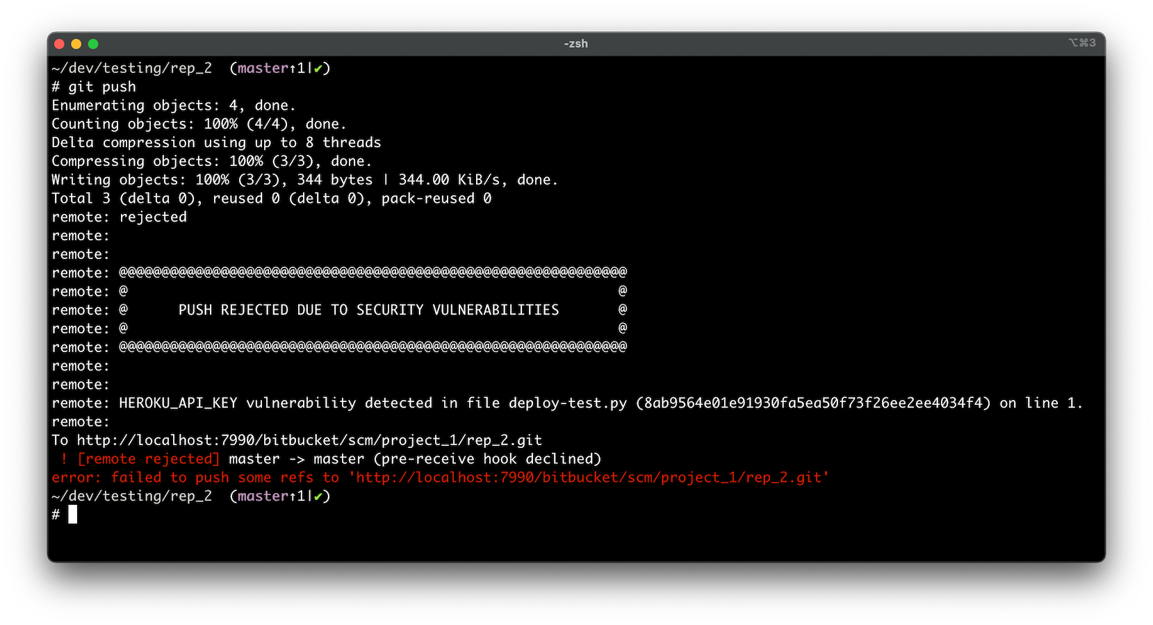 The pre-receive hook blocking a commit.