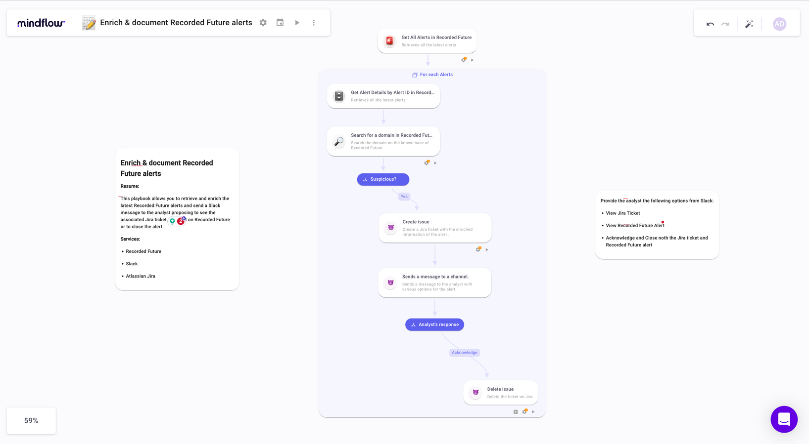 Enrich & document Recorded Future alerts