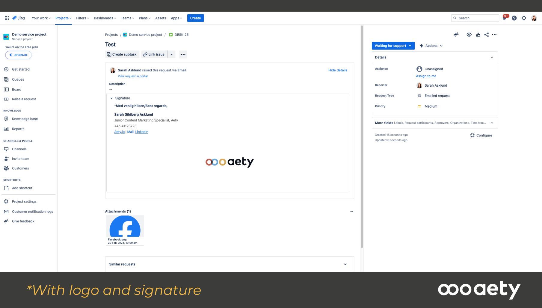 Screenshot with logo and signature