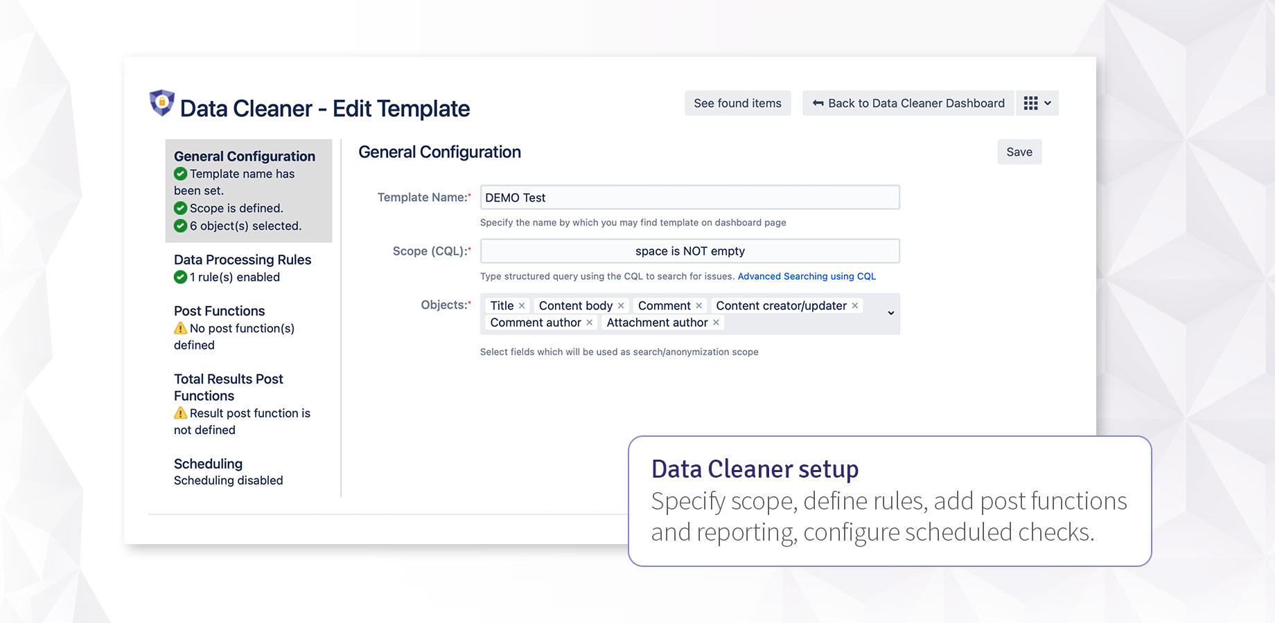 Clean your instance of any type of sensitive data