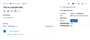 Approve rules on issue screen