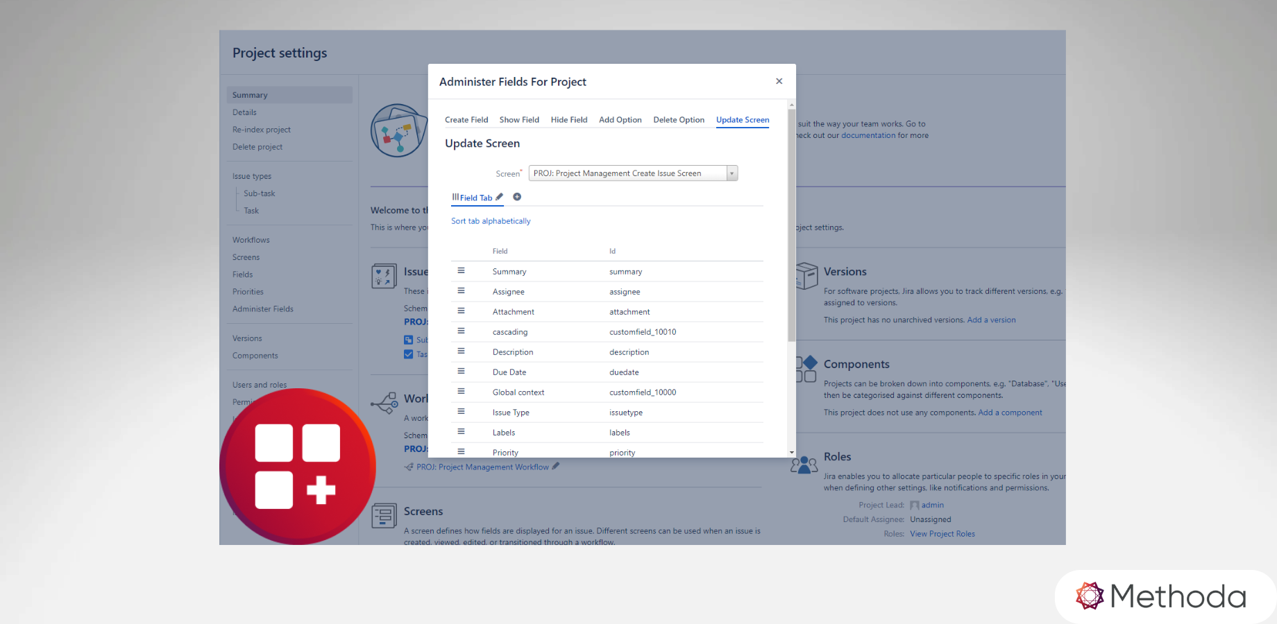 Project Admin can manage screens