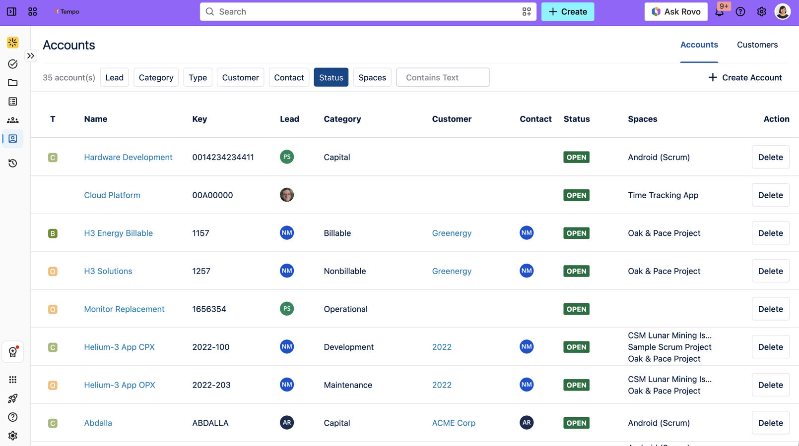 Every hour your team logs carries the context finance needs. No month-end scramble. No re-export. Tempo Accounts classify automatically so you see real project cost, without asking anyone.