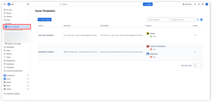 Browse and manage issue templates from a dedicated app page in Jira.