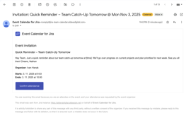 Email notifications (event created, updated, deleted) + email reminders before event