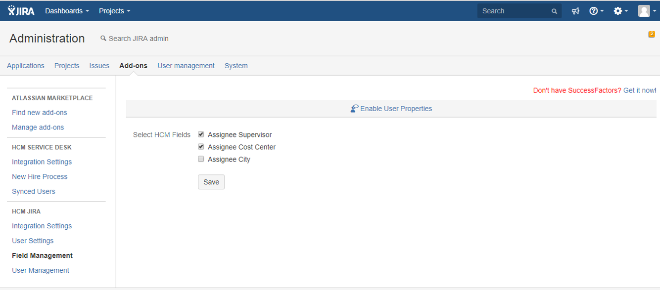 Define fields sync from HCM into Jira
