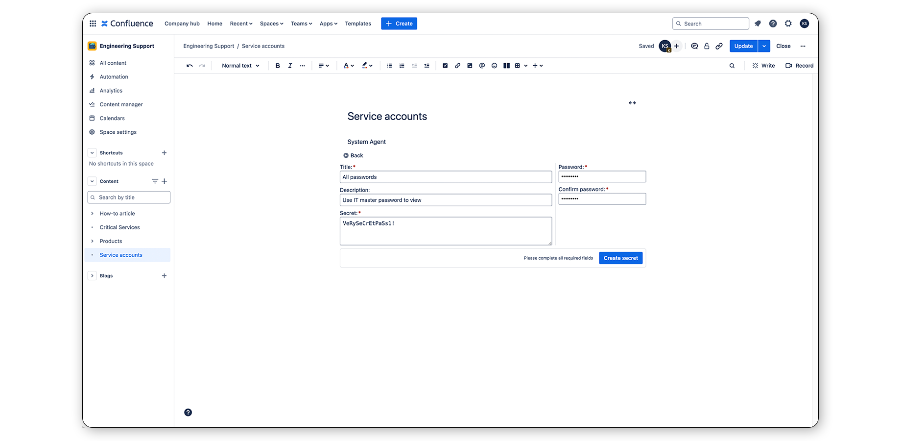 Fill in the required fields