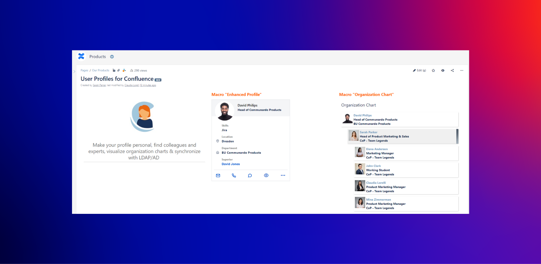Profile cards in the people directory