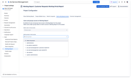 JSM project administrator can access and can select users and/or groups to restrict access to Worklog Report for this project.
